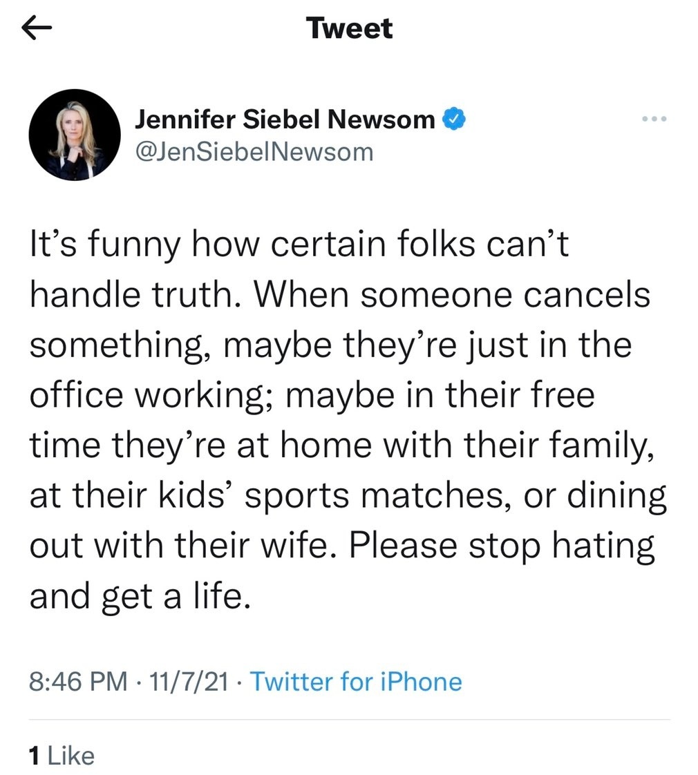 Jennifer Siebel Newsom Tweet