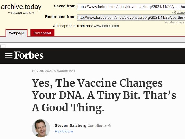 Forbes: ‘Yes, the Vaccine Changes Your DNA. A Tiny Bit. That’s a Good Thing’